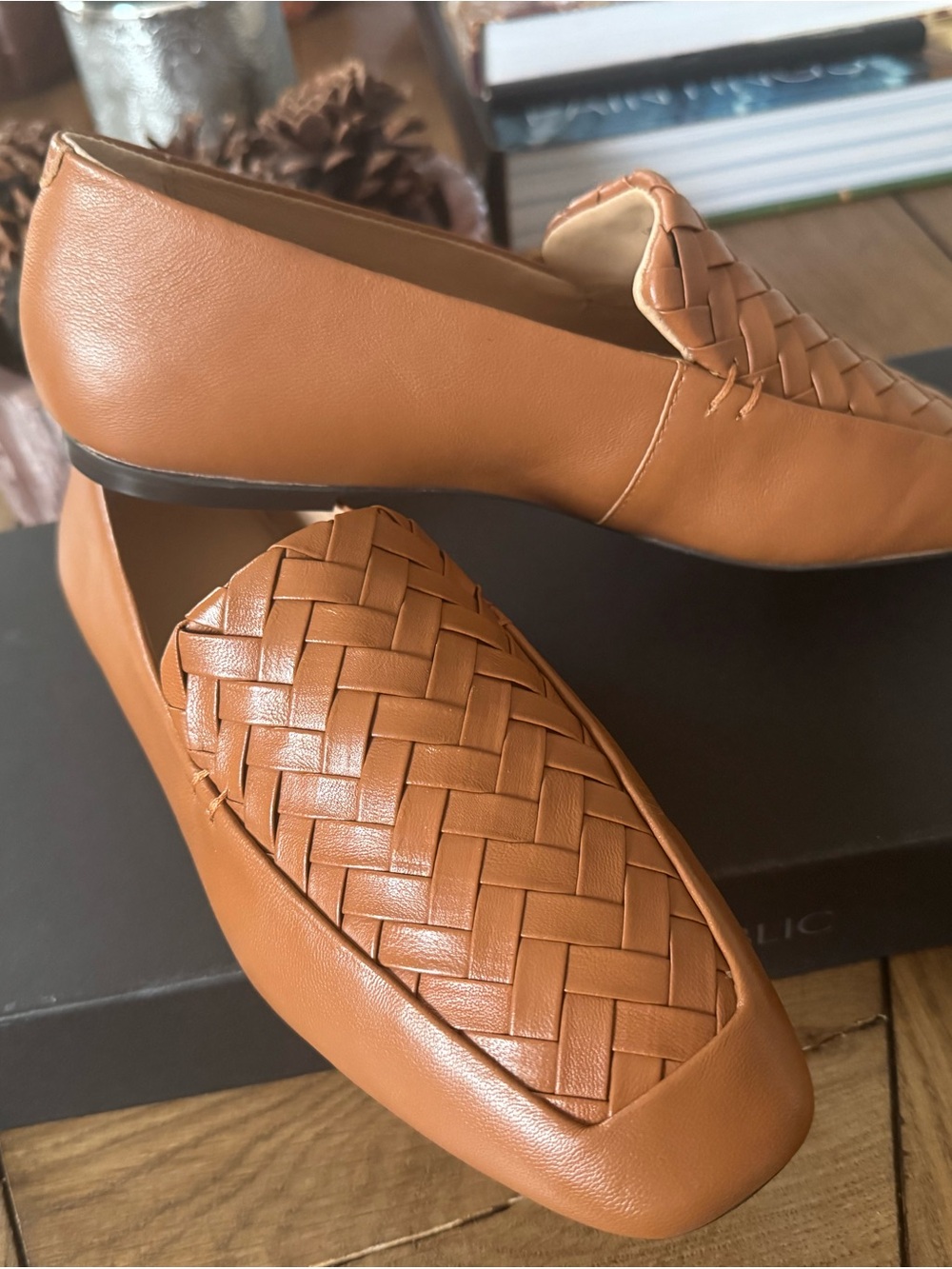 Banana Republic Women's Woven Leather Loafers - Tan Cognac